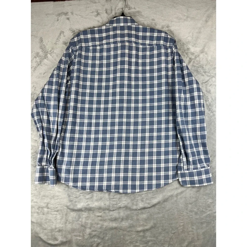 UNTUCKit Men's Large Carmenet Blue White‎ Plaid Button Down Shirt  Long Sleeve